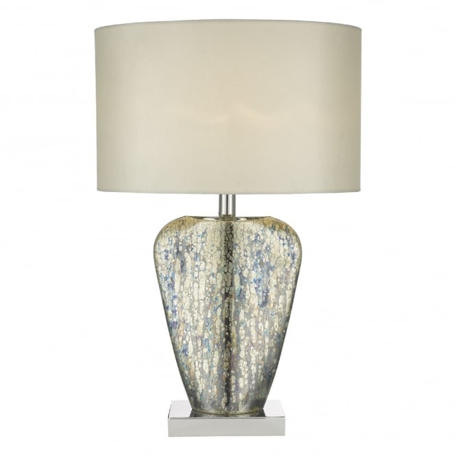Dar Lighting Dar Syracuse Single Light Table Lamp in Mercury Gold Finish Complete with White Faux Silk Shade