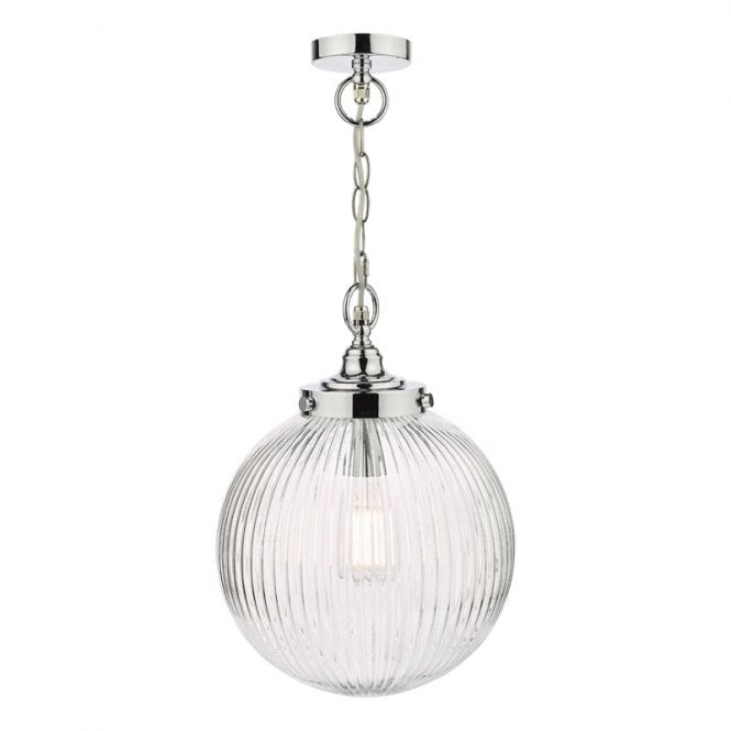 Dar Lighting Dar Tamara Single Light Bathroom Ceiling Pendant In Polished Chrome With Clear Glass