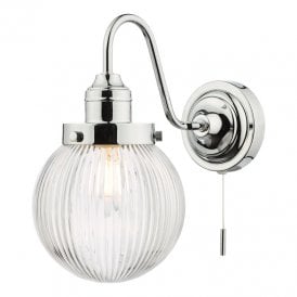 Dar Tamara Single Light Bathroom Wall Fitting In Polished Chrome Finish With Clear Glass