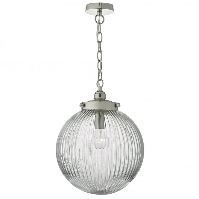 Dar Lighting Dar Tamara Single Light Ceiling Pendant in Satin Nickel Finish with Glass Shade