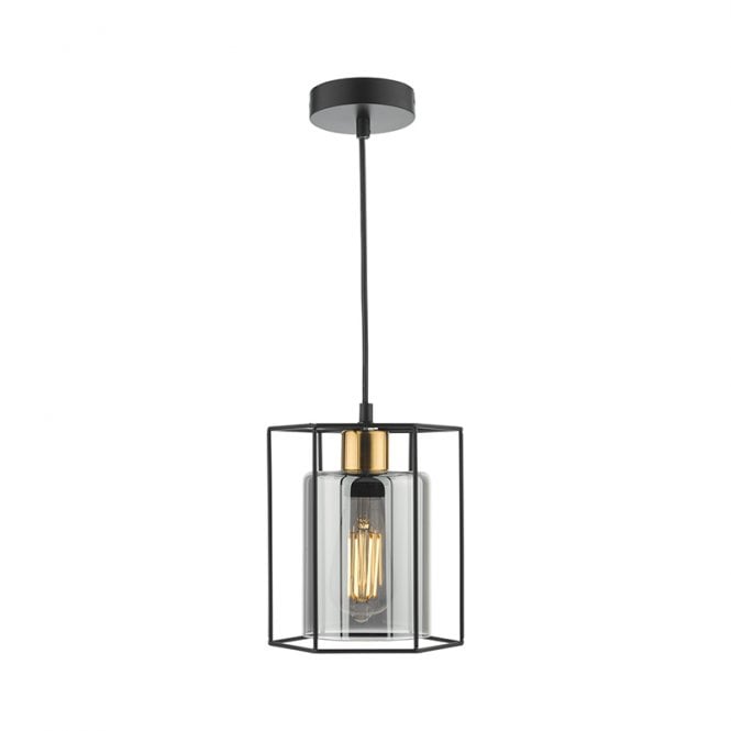Dar Lighting Dar Tatum  Single Light Ceiling Pendant In Matt Black Finish