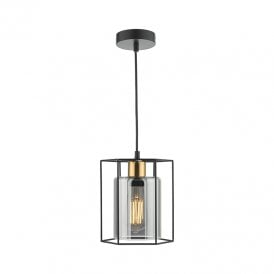 Dar Tatum  Single Light Ceiling Pendant In Matt Black Finish