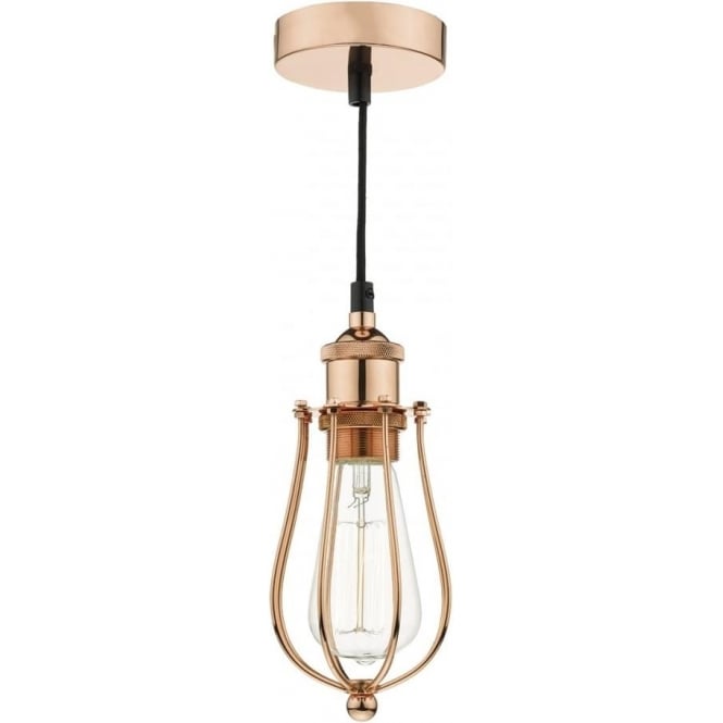 Dar Lighting Dar Taurus Single Light Ceiling Pendant in Copper Finish
