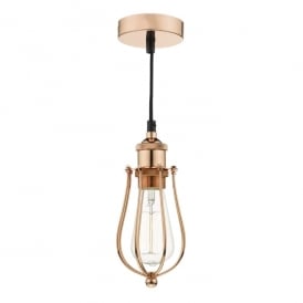 Dar Taurus Single Light Ceiling Pendant in Copper Finish