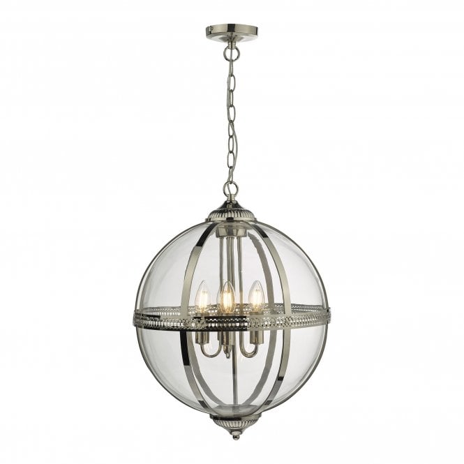 Dar Lighting Dar Vanessa 5 Light Ceiling Pendant in Polished Nickel Finish with Clear Glass