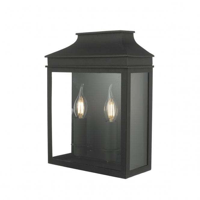 Dar Lighting Dar Vapour 2 Light Outdoor Wall Fitting in Black Finish