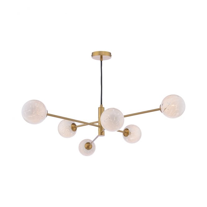 Dar Lighting Dar Vignette 6 Arm Ceiling Pendant In Aged Brass Finish