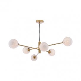 Dar Vignette 6 Arm Ceiling Pendant In Aged Brass Finish