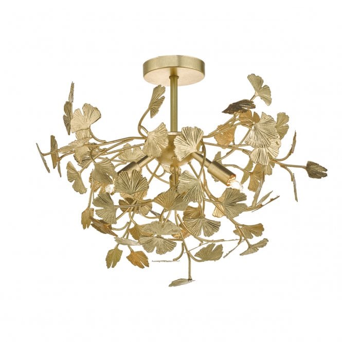 Dar Lighting Dar Yadira 4 Light Semi Flush Ceiling Fitting In Gold Leaf Finish