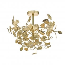 Dar Yadira 4 Light Semi Flush Ceiling Fitting In Gold Leaf Finish