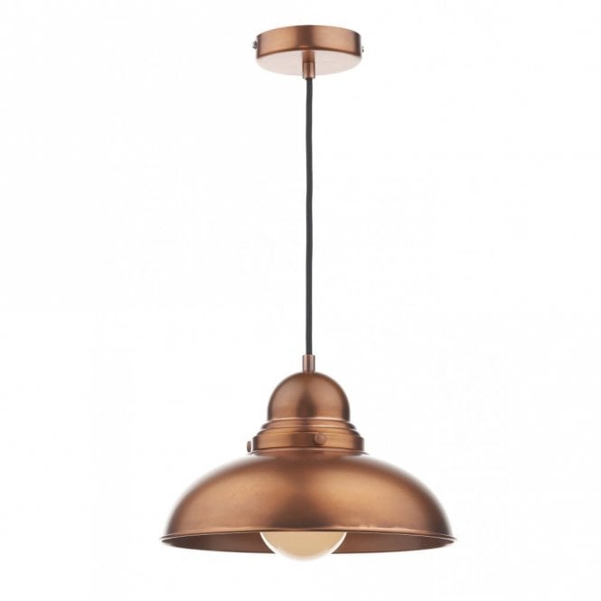 Dar Lighting DYN0164 Dynamo Single Light Ceiling Pendant in an Antique Copper Finish