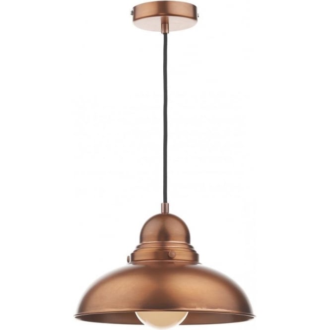 Dar Lighting DYN0164 Dynamo Single Light Ceiling Pendant in an Antique Copper Finish