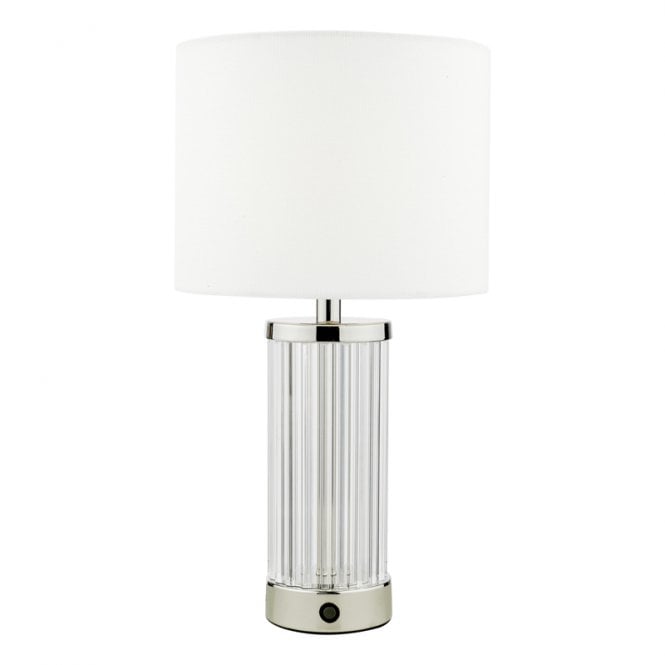 Dar Lighting Enrico LED USB Rechargeable Glass Touch Table Lamp In Polished Nickel Finish