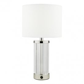 Enrico LED USB Rechargeable Glass Touch Table Lamp In Polished Nickel Finish