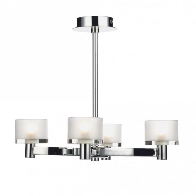 Dar Lighting ETO0450 Eton 4 Light Chandelier Fitting in Satin and Polished Chrome with Glass Shades