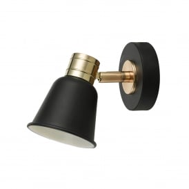 Fry Single Light Wall Fitting in Black and Rose Gold Finish