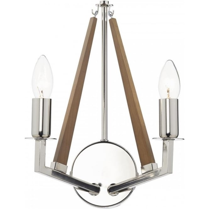 Dar Lighting HOT0938 Hotel 2 Light Switched Wall Fitting in Polished Nickel Finish
