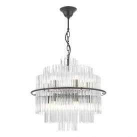 Lukas 13 Light Glass Chandelier In Satin Black Finish