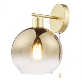 Lycia Single Light Wall Fitting In Satin Gold Finish and Ombre Glass