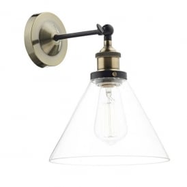 Ray Single Light Wall Fitting In Antique Brass And Matt Black Finish