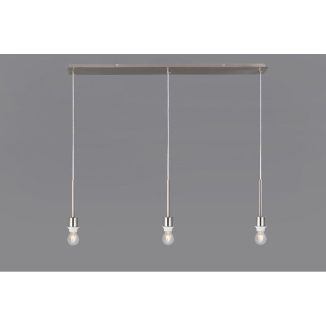 Deco  Baymont 3 Light Ceiling Bar Pendant In Satin Nickel Finish