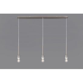 Deco Baymont 3 Light Ceiling Bar Pendant In Satin Nickel Finish