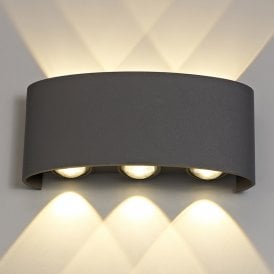 Leoni Integrated 6 Light LED Outdoor/Bathroom Up & Down Wall Fitting in Anthracite Finish