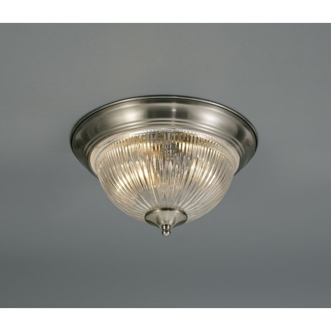 Deco Macy Glass Flush Ceiling Light - Satin Nickel