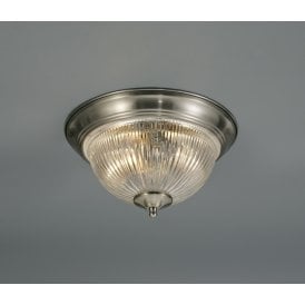 Macy Glass Flush Ceiling Light - Satin Nickel