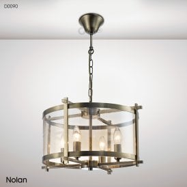 Nolan 4 Arm Ceiling Pendant Light - Antique Brass