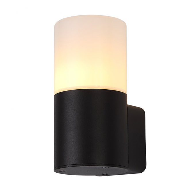 Deco Prado Single Light Outdoor Wall Fitting in Black Finish with Opal Polycarbonate Diffuser