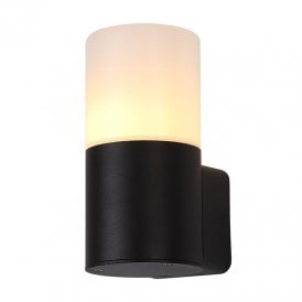 Prado Single Light Outdoor Wall Fitting in Black Finish with Opal Polycarbonate Diffuser