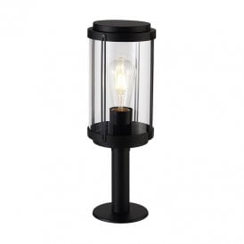 Reva Single Light Outdoor Short Post in Black Finish with Polycarbonate Diffuser