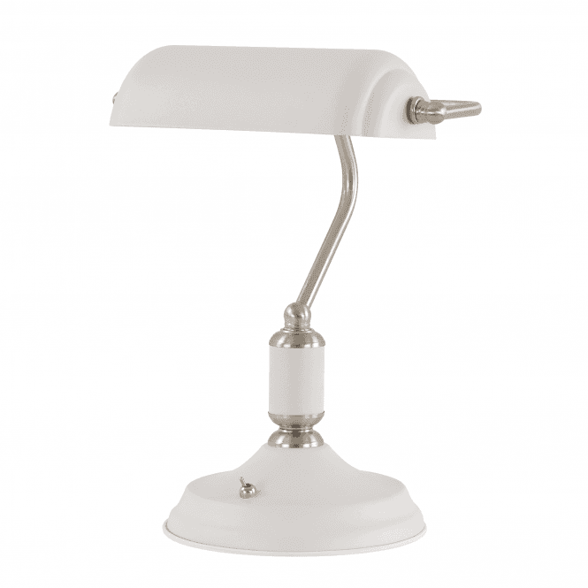 Discovery Lighting Admiral Bankers Lamp in White and Satin Nickel