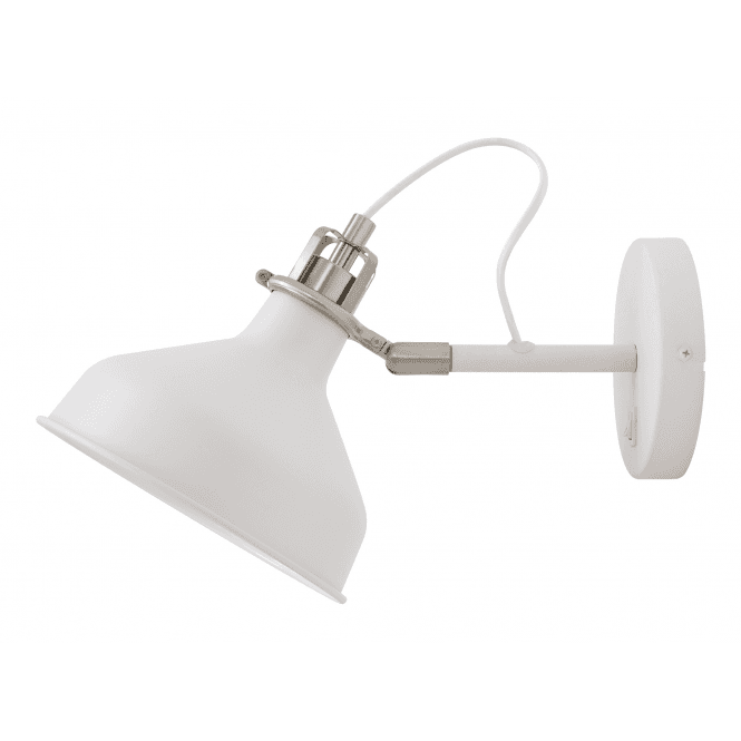 Discovery Lighting Admiral Single Light Wall Fitting in White and Satin Nickel Finish