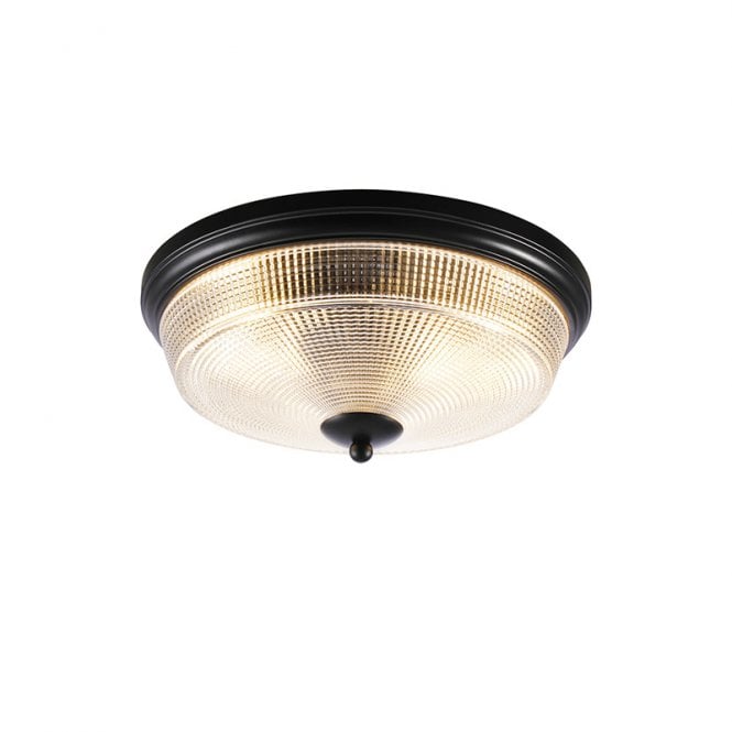 Discovery Lighting Arabella Glass Flush Ceiling Light - Satin Black