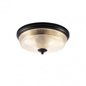 Arabella Glass Flush Ceiling Light - Satin Black
