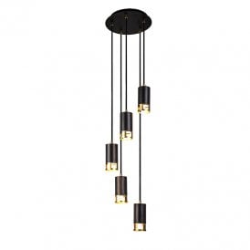 Atlanta 5 Light Cascade Ceiling Pendant - Gold
