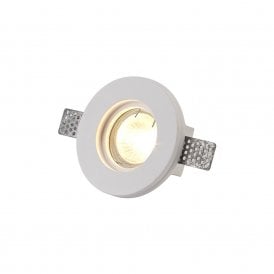 Bianca Single Light Round Recessed Stepped Downlight In White Paintable Gypsum Finish