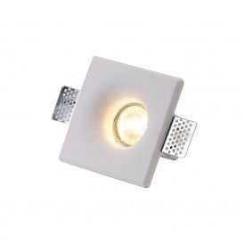 Bianca Single Light Square Recessed Downlight In White Paintable Gypsum Finish