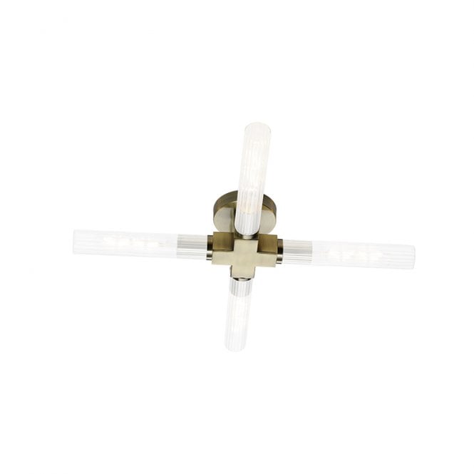 Discovery Lighting Boston 4 Arm Flush Ceiling Light - Antique Brass
