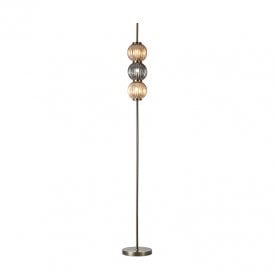 Cairo 3 Light Glass Floor Lamp - Smoked and Amber Glass