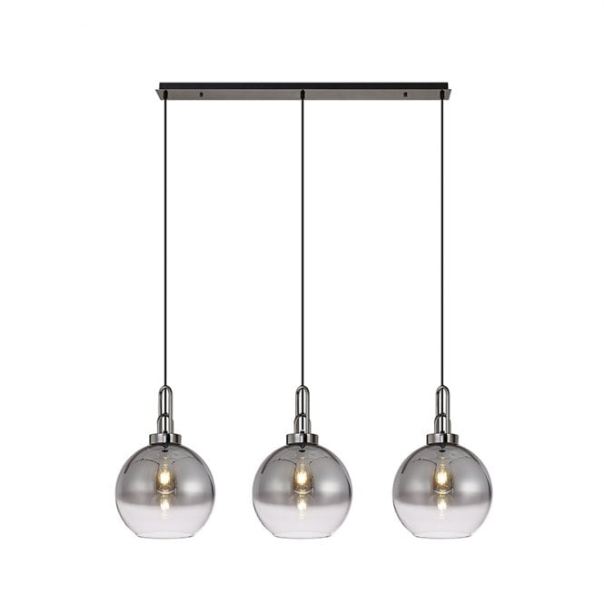 Discovery Lighting Carolina Glass 3 Light Bar Ceiling Pendant - Black