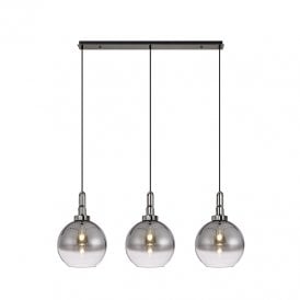 Carolina Glass 3 Light Bar Ceiling Pendant - Black