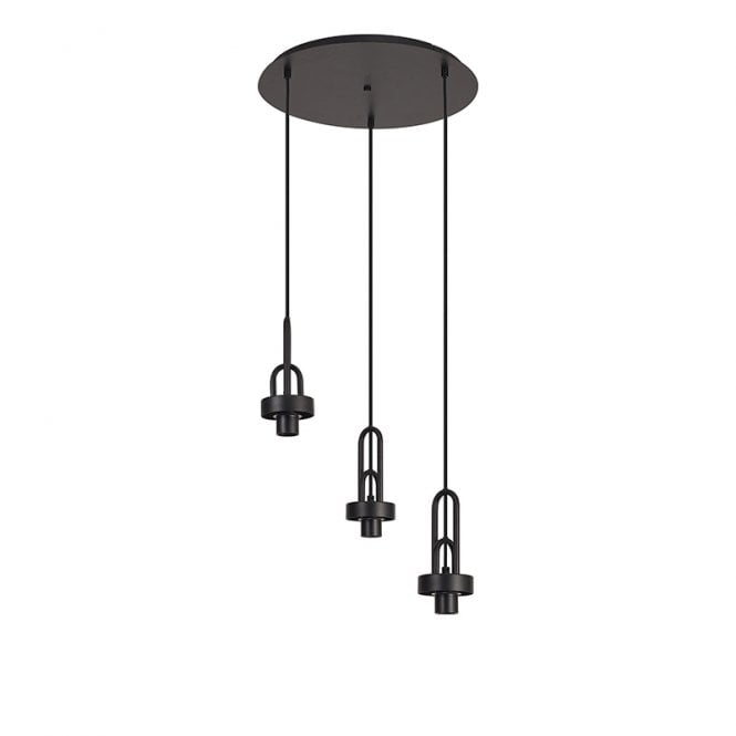 Discovery Lighting Carolynn 3 Light Cluster Ceiling Pendant Lamp Holder In Matt Black Finish