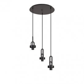 Carolynn 3 Light Cluster Ceiling Pendant Lamp Holder In Matt Black Finish