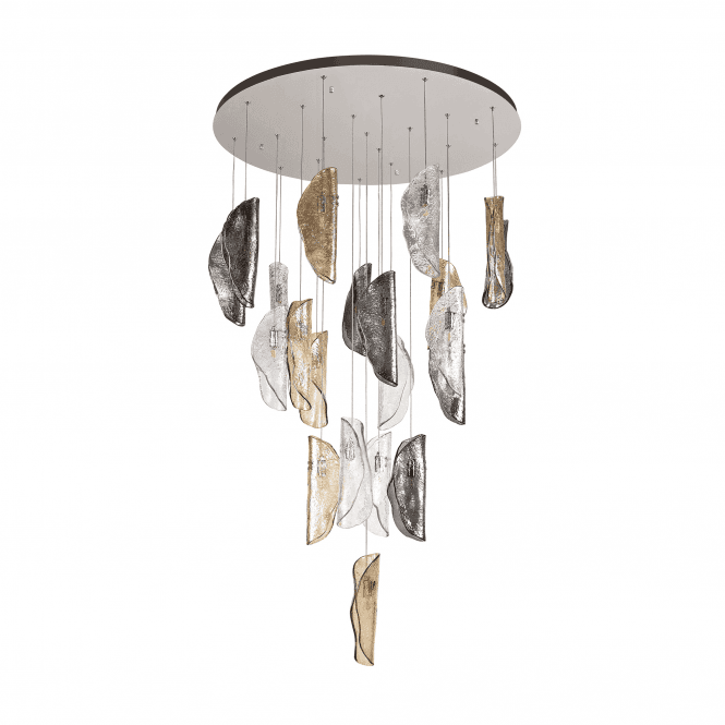 Discovery Lighting CG7503 Fiesta 21 Light Large Ceiling Pendant with Smoked Amber and Clear Glass