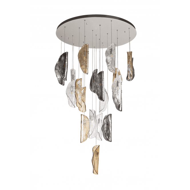 Discovery Lighting CG7503 Fiesta 21 Light Large Ceiling Pendant with Smoked Amber and Clear Glass