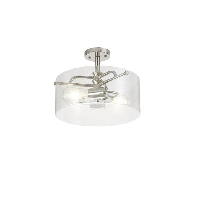 Discovery Lighting Charlotte Glass Semi-Flush Ceiling Light - Polished Nickel