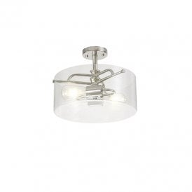 Charlotte Glass Semi-Flush Ceiling Light - Polished Nickel